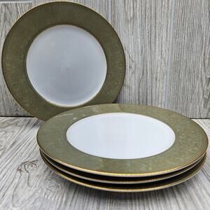 Sango China Versailles Set Of 4‎ Salad Plates 7 3/4" Japan #3632 Green Gold